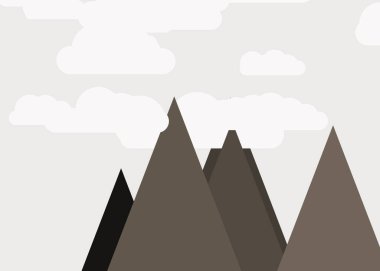 Rastgele yerleştirilmiş dağların soyut panorama üretken sanat arkaplan çizimi  