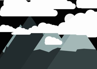 Rastgele yerleştirilen dağlar panorama, üretken sanat arka planı, vektör illüstrasyonu  