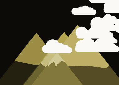 Rastgele yerleştirilen dağlar panorama, üretken sanat arka planı, vektör illüstrasyonu  