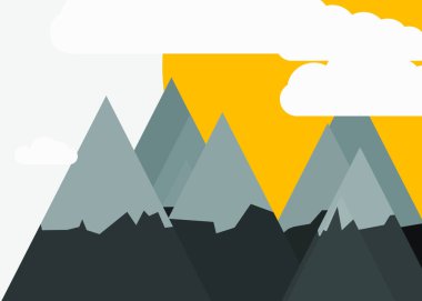 Rastgele yerleştirilmiş dağların soyut panorama üretken sanat arkaplan çizimi  