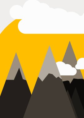 Rastgele yerleştirilmiş dağların soyut panorama üretken sanat arkaplan çizimi 