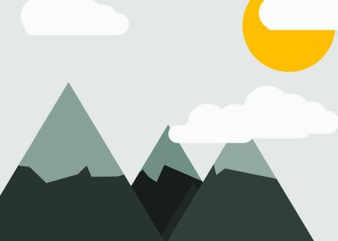 soyut yeşil rastgele yerleştirilmiş dağlar panorama üretken sanat arkaplan illüstrasyonu 