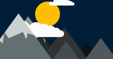 Basit formların gökyüzüne karşı panoramik dağların vektör çizimi