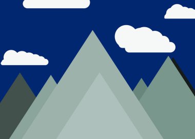 Basit formların gökyüzüne karşı panoramik dağların vektör çizimi