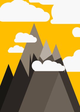 Basit formların gökyüzüne karşı panoramik dağların vektör çizimi