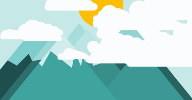 Basit formların gökyüzüne karşı panoramik dağların vektör çizimi