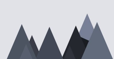 Basit formların gökyüzüne karşı panoramik dağların vektör çizimi