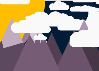 Basit formların gökyüzüne karşı panoramik dağların vektör çizimi