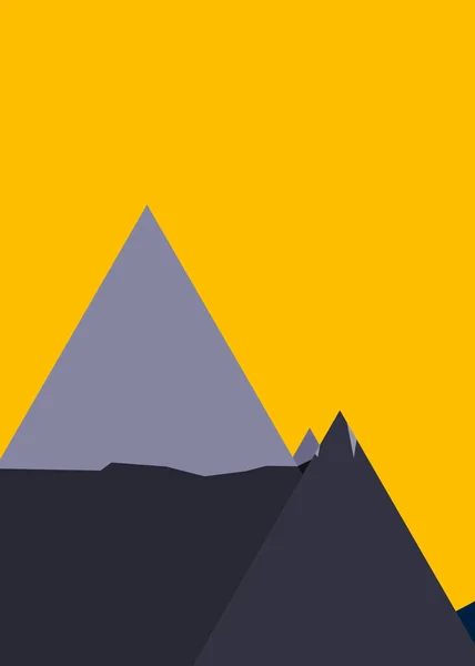 Gambar Vektor Panorama Pegunungan Berwarna Warni Artistik - Stok Vektor
