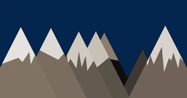Διανυσματική Απεικόνιση Των Πανοραμικών Βουνών Ενάντια Στον Ουρανό Απλών Μορφών — Διανυσματικό Αρχείο