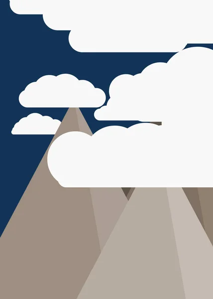 Illustrazione Vettoriale Montagne Panoramiche Contro Cielo Forme Semplici — Vettoriale Stock