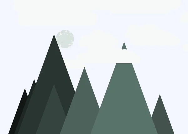 Ilustración Vectorial Montañas Panorámicas Contra Cielo Formas Simples — Vector de stock