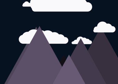 Basit formların gökyüzüne karşı panoramik dağların vektör çizimi