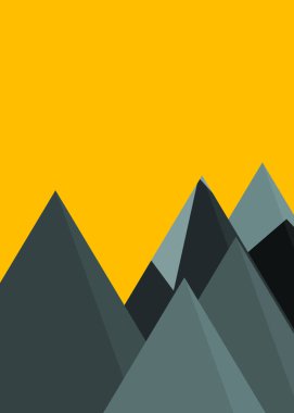 Basit formların gökyüzüne karşı panoramik dağların vektör çizimi