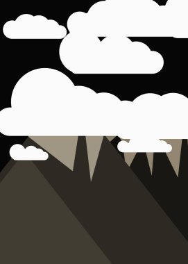 Basit formların gökyüzüne karşı panoramik dağların vektör çizimi