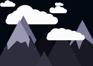 Basit formların gökyüzüne karşı panoramik dağların vektör çizimi