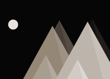 Basit formların gökyüzüne karşı panoramik dağların vektör çizimi