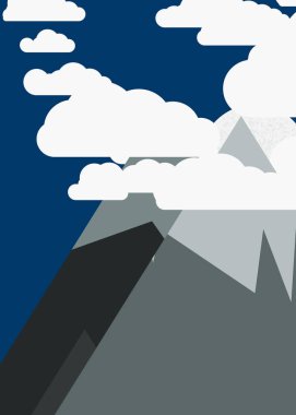 Basit formların gökyüzüne karşı panoramik dağların vektör çizimi