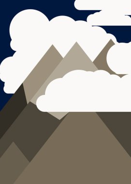 Basit formların gökyüzüne karşı panoramik dağların vektör çizimi