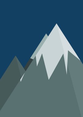 Basit formların gökyüzüne karşı panoramik dağların vektör çizimi