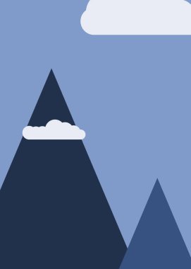 Basit formların gökyüzüne karşı panoramik dağların vektör çizimi