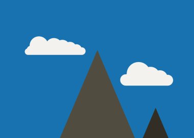 Basit formların gökyüzüne karşı panoramik dağların vektör çizimi