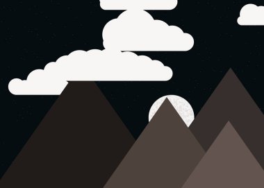 Basit formların gökyüzüne karşı panoramik dağların vektör çizimi