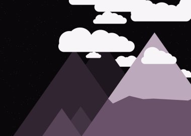 Basit formların gökyüzüne karşı panoramik dağların vektör çizimi