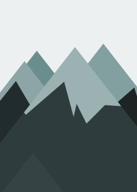 Basit formların gökyüzüne karşı panoramik dağların vektör çizimi