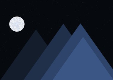 Basit formların gökyüzüne karşı panoramik dağların vektör çizimi