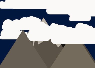 Basit formların gökyüzüne karşı panoramik dağların vektör çizimi
