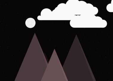 Basit formların gökyüzüne karşı panoramik dağların vektör çizimi