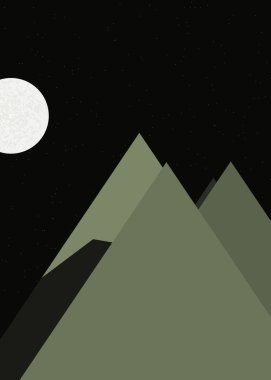 Basit formların gökyüzüne karşı panoramik dağların vektör çizimi