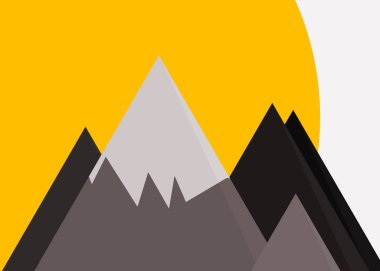 Basit formların gökyüzüne karşı panoramik dağların vektör çizimi