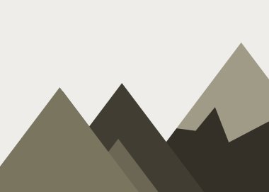 Basit formların gökyüzüne karşı panoramik dağların vektör çizimi