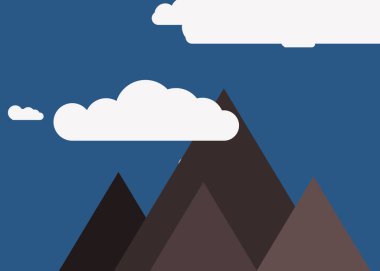 Basit formların gökyüzüne karşı panoramik dağların vektör çizimi