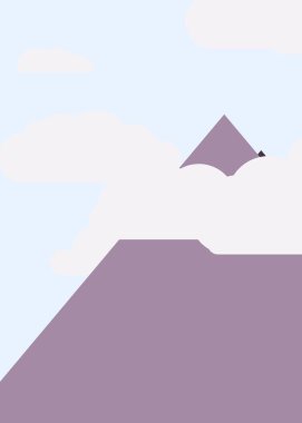 Basit formların gökyüzüne karşı panoramik dağların vektör çizimi