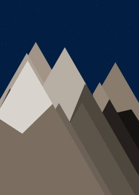 Basit formların gökyüzüne karşı panoramik dağların vektör çizimi