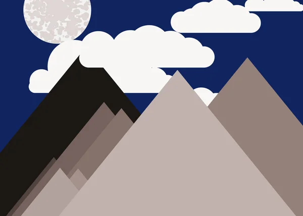 Ilustración Vectorial Montañas Panorámicas Contra Cielo Formas Simples — Vector de stock