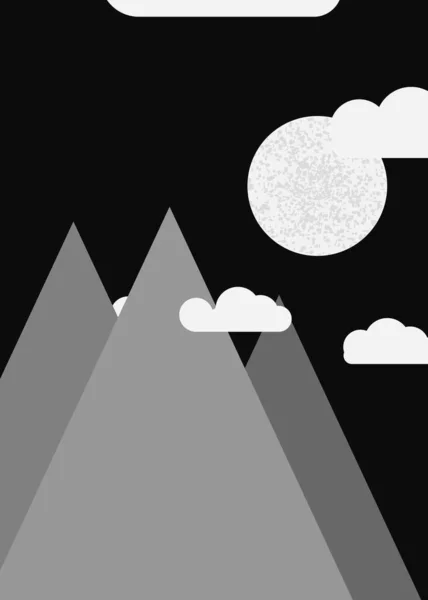 Ilustración Vectorial Montañas Panorámicas Contra Cielo Formas Simples — Vector de stock