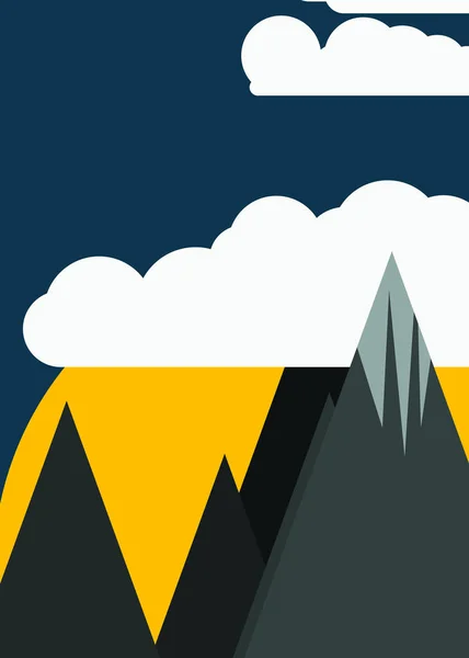 Ilustración Vectorial Montañas Panorámicas Contra Cielo Formas Simples — Vector de stock