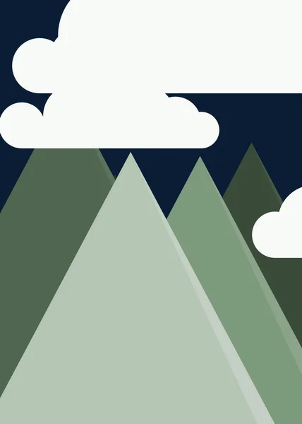 Vektorová Ilustrace Panoramatických Hor Proti Obloze Jednoduchých Forem — Stockový vektor