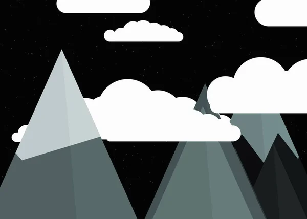 Basit Formların Gökyüzüne Karşı Panoramik Dağların Vektör Çizimi — Stok Vektör