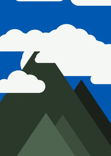 Illustrazione Vettoriale Montagne Panoramiche Contro Cielo Forme Semplici — Vettoriale Stock