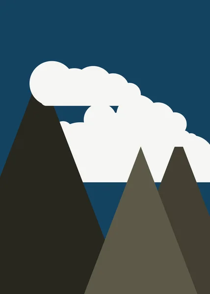 Vectorillustratie Van Panoramische Bergen Tegen Lucht Van Eenvoudige Vormen — Stockvector