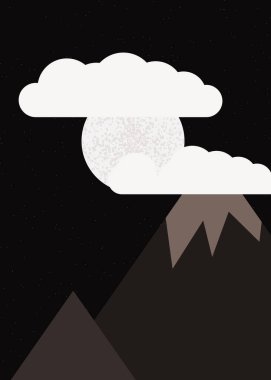 Basit formların gökyüzüne karşı panoramik dağların vektör çizimi