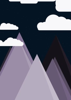 Rastgele yerleştirilmiş dağlarla soyut vektör çizimi, sanat arkaplanı 