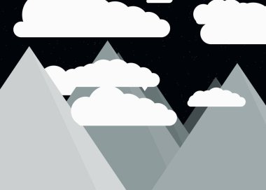Dağlarla minimalist sanat vektör çizimi kavramı