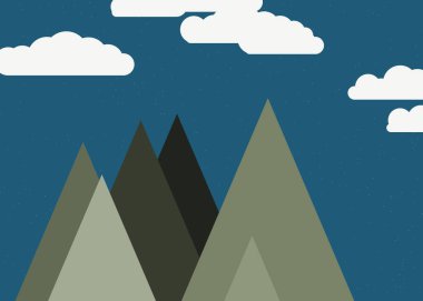 Dağlarla minimalist sanat vektör çizimi kavramı