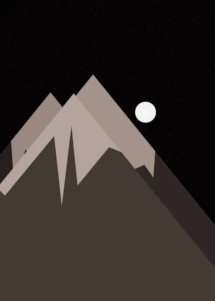 Διανυσματική Απεικόνιση Των Πανοραμικών Βουνών Ενάντια Στον Ουρανό Απλών Μορφών — Διανυσματικό Αρχείο